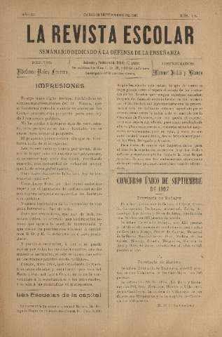 'La Revista escolar decenario dedicado a la defensa de la enseñanza' - Año III Número 114 - 1907 septiembre 23
