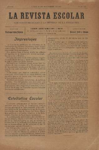 'La Revista escolar decenario dedicado a la defensa de la enseñanza' - Año III Número 123 - 1907 noviembre 30