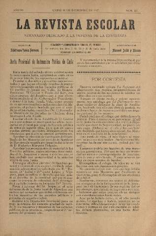 'La Revista escolar decenario dedicado a la defensa de la enseñanza' - Año III Número 127 - 1907 diciembre 30