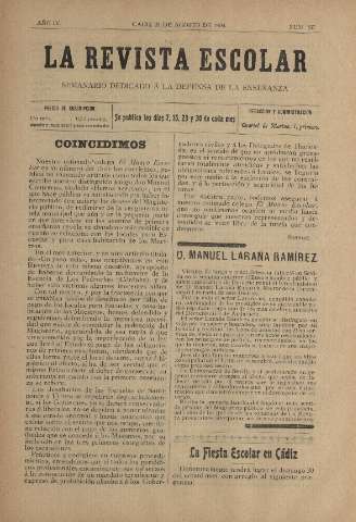 'La Revista escolar decenario dedicado a la defensa de la enseñanza' - Año IV Número 157 - 1908 agosto 20
