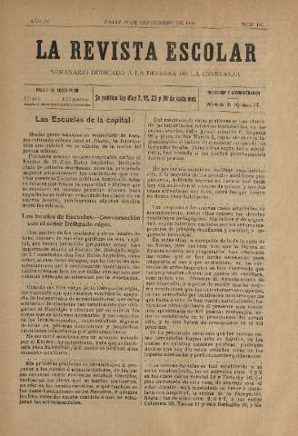 'La Revista escolar decenario dedicado a la defensa de la enseñanza' - Año IV Número 160 - 1908 septiembre 19