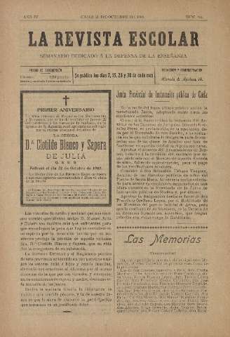'La Revista escolar decenario dedicado a la defensa de la enseñanza' - Año IV Número 164 - 1908 octubre 21