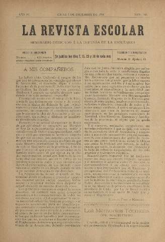 'La Revista escolar decenario dedicado a la defensa de la enseñanza' - Año IV Número 169 - 1908 diciembre 5