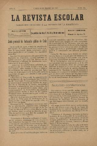 'La Revista escolar decenario dedicado a la defensa de la enseñanza' - Año V Número 180 - 1909 marzo 23