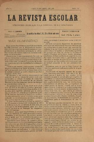 'La Revista escolar decenario dedicado a la defensa de la enseñanza' - Año V Número 185 - 1909 abril 30