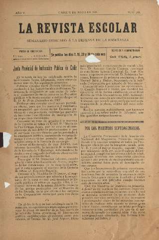 'La Revista escolar decenario dedicado a la defensa de la enseñanza' - Año V Número 189 - 1909 mayo 31