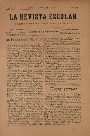 'La Revista escolar decenario dedicado a la defensa de la enseñanza' - Año V Número 201 - 1909 septiembre 20