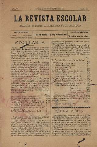 'La Revista escolar decenario dedicado a la defensa de la enseñanza' - Año V Número 207 - 1909 noviembre 20