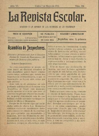 'La Revista escolar decenario dedicado a la defensa de la enseñanza' - Año VI Número 224 - 1910 mayo 7
