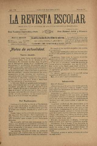 'La Revista escolar decenario dedicado a la defensa de la enseñanza' - Año VII Número 269 - 1911 septiembre 15