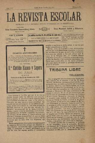 'La Revista escolar decenario dedicado a la defensa de la enseñanza' - Año VII Número 272 - 1911 octubre 20