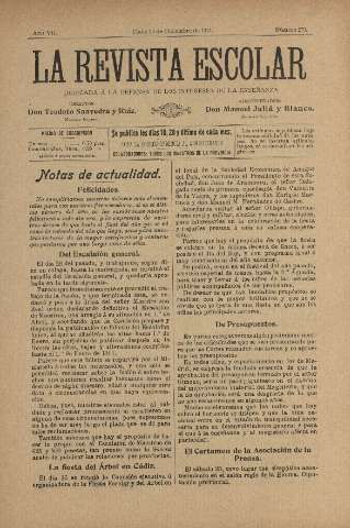 'La Revista escolar decenario dedicado a la defensa de la enseñanza' - Año VII Número 279 - 1911 diciembre 30