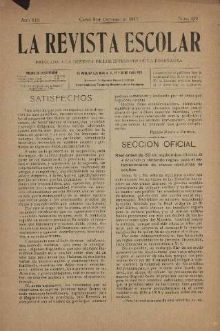 'La Revista escolar decenario dedicado a la defensa de la enseñanza' - Año XIII Número 429 - 1917 octubre 9