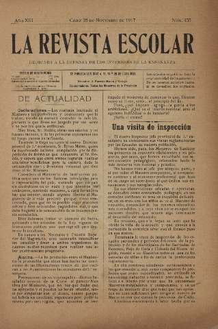 'La Revista escolar decenario dedicado a la defensa de la enseñanza' - Año XIII Número 435 - 1917 noviembre 26