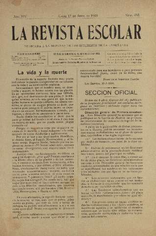 'La Revista escolar decenario dedicado a la defensa de la enseñanza' - Año XIV Número 452 - 1918 abril 17