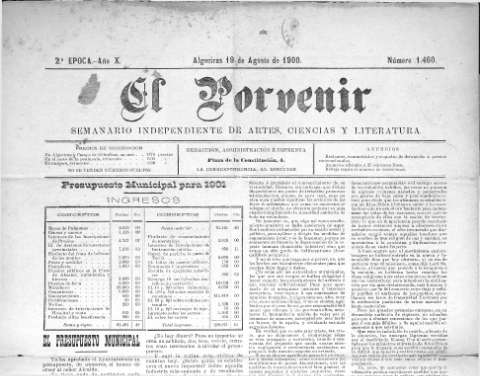 'El Porvenir : periódico independiente' - Año XI Número 1460 - 1900 agosto 19