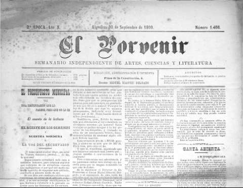 'El Porvenir : periódico independiente' - Año XI Número 1466 - 1900 septiembre 30