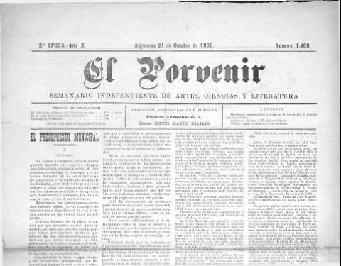 'El Porvenir : periódico independiente' - Año XI Número 1469 - 1900 octubre 21