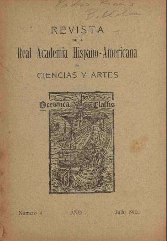 'Real Academia Hispano-Americana de Ciencias y Artes : revista ilustrada' - Número 4 - 1910 julio 1
