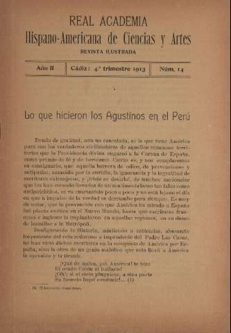 'Real Academia Hispano-Americana de Ciencias y Artes : revista ilustrada' - Número 14 - 1913 octubre 1