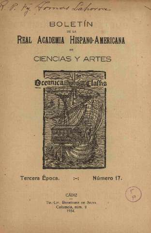 'Real Academia Hispano-Americana de Ciencias y Artes : revista ilustrada' - Número 17 - 1924 junio 30