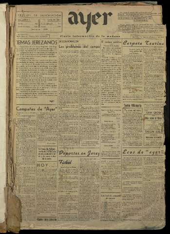 'Ayer : diario informativo de la mañana' - Año I Número 14 - 1936 julio 16