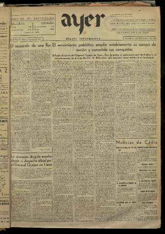 'Ayer : diario informativo de la mañana' - Año I Número 22 - 1936 agosto 2