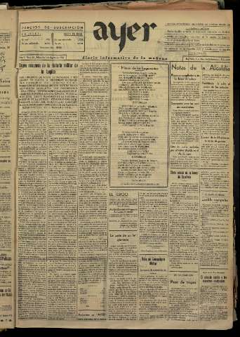 'Ayer : diario informativo de la mañana' - Año I Número 24 - 1936 agosto 5