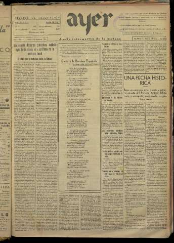 'Ayer : diario informativo de la mañana' - Año I Número 31 - 1936 agosto 13