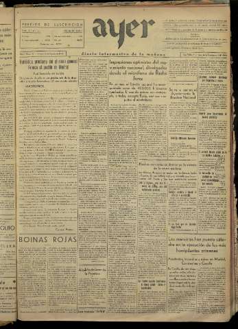 'Ayer : diario informativo de la mañana' - Año I Número 32 - 1936 agosto 14