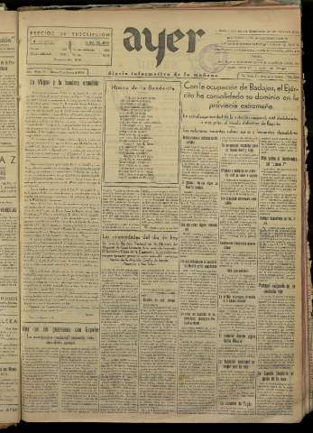 'Ayer : diario informativo de la mañana' - Año I Número 33 - 1936 agosto 15