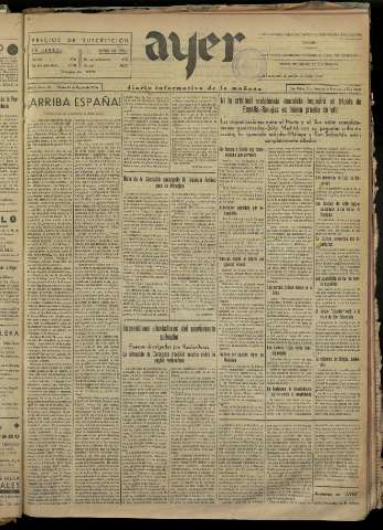 'Ayer : diario informativo de la mañana' - Año I Número 35 - 1936 agosto 18