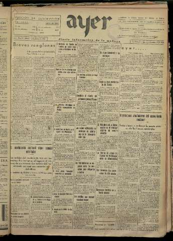 'Ayer : diario informativo de la mañana' - Año I Número 47 - 1936 septiembre 1