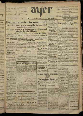'Ayer : diario informativo de la mañana' - Año I Número 50 - 1936 septiembre 4