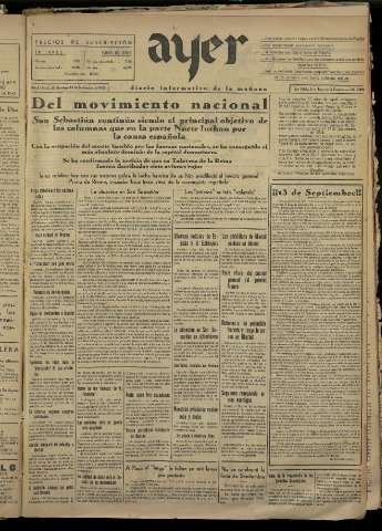 'Ayer : diario informativo de la mañana' - Año I Número 58 - 1936 septiembre 13