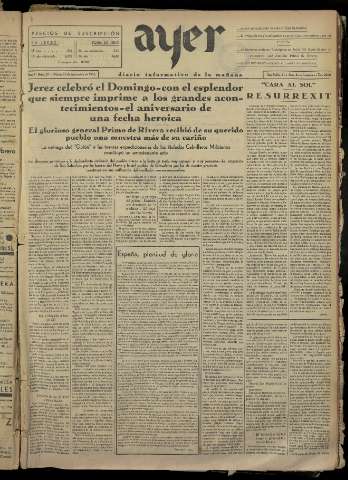 'Ayer : diario informativo de la mañana' - Año I Número 59 - 1936 septiembre 15