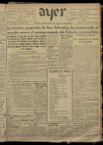 'Ayer : diario informativo de la mañana' - Año I Número 60 - 1936 septiembre 16