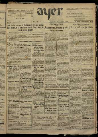 'Ayer : diario informativo de la mañana' - Año I Número 64 - 1936 septiembre 20
