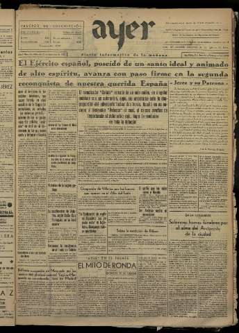 'Ayer : diario informativo de la mañana' - Año I Número 66 - 1936 septiembre 23