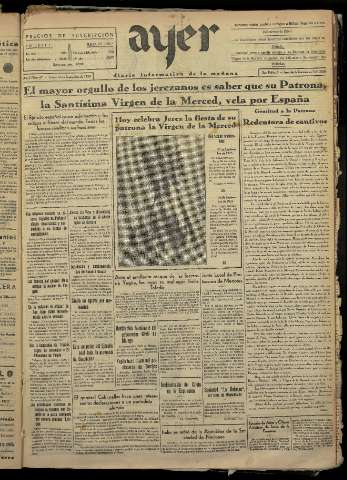 'Ayer : diario informativo de la mañana' - Año I Número 67 - 1936 septiembre 24