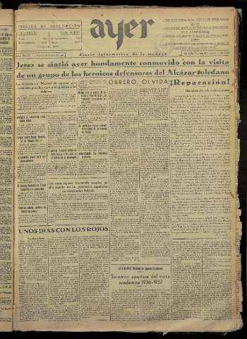 'Ayer : diario informativo de la mañana' - Año I Número 74 - 1936 octubre 2