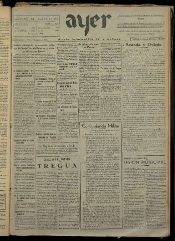 'Ayer : diario informativo de la mañana' - Año I Número 80 - 1936 octubre 9