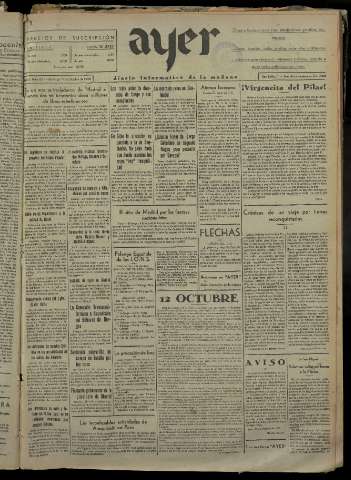 'Ayer : diario informativo de la mañana' - Año I Número 82 - 1936 octubre 11
