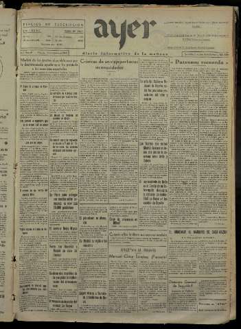 'Ayer : diario informativo de la mañana' - Año I Número 84 - 1936 octubre 14