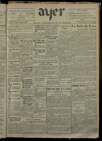 'Ayer : diario informativo de la mañana' - Año I Número 87 - 1936 octubre 17