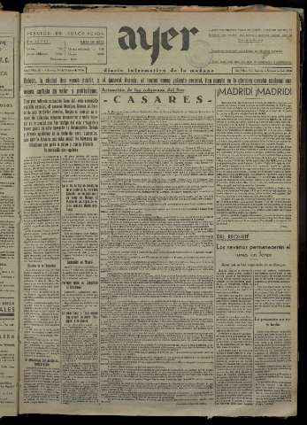 'Ayer : diario informativo de la mañana' - Año I Número 88 - 1936 octubre 18
