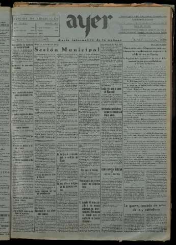 'Ayer : diario informativo de la mañana' - Año I Número 92 - 1936 octubre 23