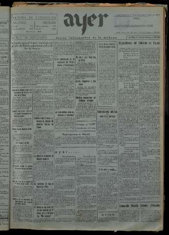 'Ayer : diario informativo de la mañana' - Año I Número 93 - 1936 octubre 24