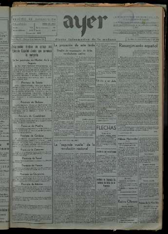 'Ayer : diario informativo de la mañana' - Año I Número 94 - 1936 octubre 25