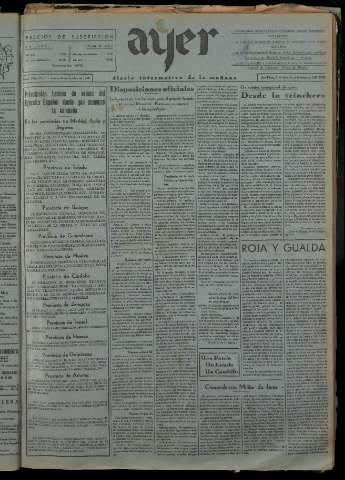 'Ayer : diario informativo de la mañana' - Año I Número 97 - 1936 octubre 29
